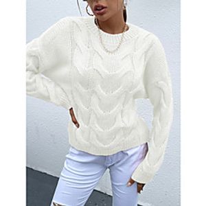 Women's Pullover Sweater Modern Style Solid Color Casual Long Sleeve Sweater Cardigans High Neck Fall Winter Blushing Pink khaki White Lightinthebox