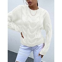 Women's Pullover Sweater Modern Style Solid Color Casual Long Sleeve Sweater Cardigans High Neck Fall Winter Blushing Pink khaki White Lightinthebox - thumbnail