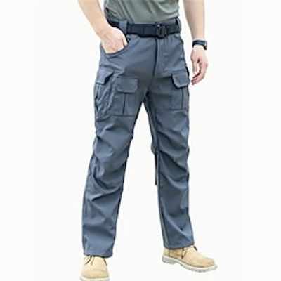 Men's Cargo Pants Softshell Pants Tactical Pants Button Multi Pocket Straight Leg Plain Comfort Wearable Casual Daily Holiday Sports Fashion Black Khaki Lightinthebox