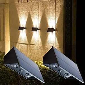 Solar Fence Lights Up And Down Glow Outdoor Waterproof Solar Wall Light Garden Front Porch Garage Fence Villa Wall Yard Christmas Decoration 12pcs Lightinthebox