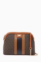 Large Stripe Dome Crossbody Bag in Logo Canvas & Leather Large Stripe Dome Crossbody Bag in Logo Canvas & Leather