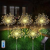 5pcsset Outdoor Solar Fireworks Lights, 120LED Lawn Flower Lights, Outdoor Waterproof Solar Garden Fireworks Lights with Remote Control, Suitable for Villa Garden, Yard Balcony, Pathway Lawn, Holiday Lightinthebox - thumbnail