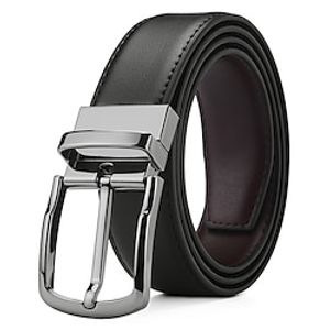 Men's Dress Belt Retro Casual Leather Belt Double-Sided Ratchet Belt Black Cowhide Alloy Pin Buckle Belt Stylish Gentleman miniinthebox