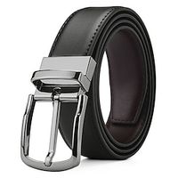 Men's Dress Belt Retro Casual Leather Belt Double-Sided Ratchet Belt Black Cowhide Alloy Pin Buckle Belt Stylish Gentleman miniinthebox - thumbnail