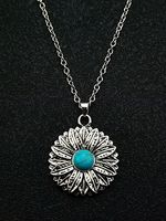 Turquoise Sunflower Vintage Boho Floral Necklace - thumbnail