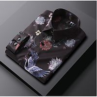 Men's Shirt Graphic Print Long Sleeve Casual Tops Chinese Style Casual Blue White Black Lightinthebox - thumbnail