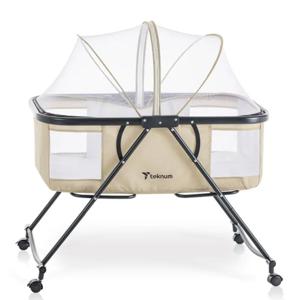 Teknum 3-IN-1 Baby Cot/Cradle With Mosquito Net & Wheels - Ivory TK_BA3in1_IV