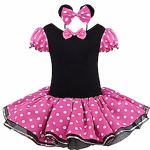 Kids Toddler Girls' Dress Polka Dot Tutu Dress Birthday Daily Bow Multicolor Mini Short Sleeve Sweet Dresses Summer Regular Fit 2-8 Years miniinthebox