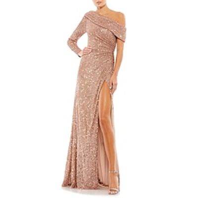 Sheath  Column Evening Gown Elegant Dress Formal Prom Floor Length Long Sleeve One Shoulder Sequined with Sequin 2023 Lightinthebox
