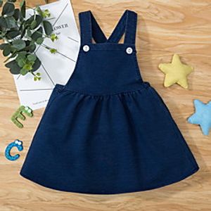 Baby Girls' Basic Solid Colored Ruched Sleeveless Dress Blue miniinthebox