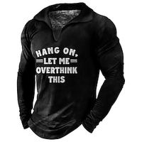 Men's Polo Shirt Golf Shirt Letter Graphic Prints V Neck Black Blue 3D Print Outdoor Street Long Sleeve Print Clothing Apparel Fashion Designer Casual Soft Lightinthebox - thumbnail