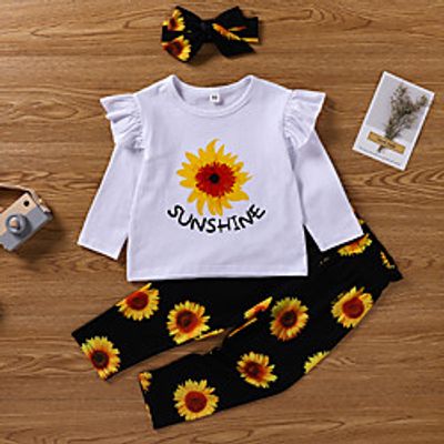 Toddler Girls' Clothing Set Long Sleeve White Graphic Print Active Regular 3-12 Years Lightinthebox