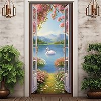 Swan Outside Door Door Covers Door Tapestry Door Curtain Decoration Backdrop Door Banner for Front Door Farmhouse Holiday Party Decor Supplies Lightinthebox - thumbnail
