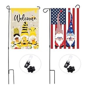 Garden Flag Stand, Premium Garden Flag Pole Holder Metal Powder-Coated Weather-Proof Paint with One Tiger Clip and One Stoppers without flag miniinthebox