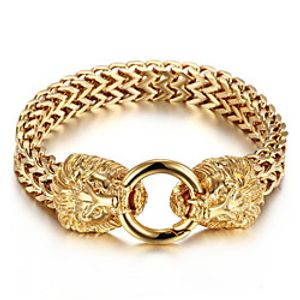 Men's Bracelet Vintage Style Wolf Head Lion Fashion Titanium Steel Bracelet Jewelry Gold / Black For Anniversary Festival miniinthebox
