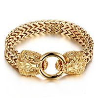 Men's Bracelet Vintage Style Wolf Head Lion Fashion Titanium Steel Bracelet Jewelry Gold / Black For Anniversary Festival miniinthebox - thumbnail