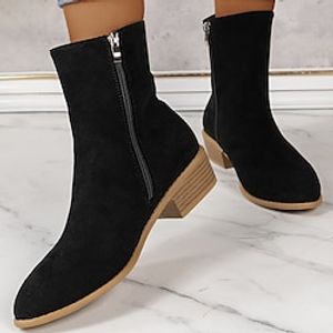 Women's Boots Cowboy Boots Chelsea Boots Combat Boots Outdoor Work Daily Booties Ankle Boots Winter Block Heel Pointed Toe Vintage Casual Minimalism Suede Zipper Solid Color Black Khaki miniinthebox