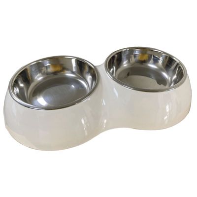 Nutrapet Double Dinner Bowl Cream Small, Grey