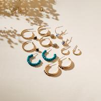 Assorted Crystal and Pearl Hoop Earrings - Set of 6