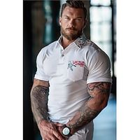 Men's Polo Golf Shirt Business Casual Classic Short Sleeve Fashion Floral Lace Pocket Summer Spring Regular Fit White Polo Lightinthebox
