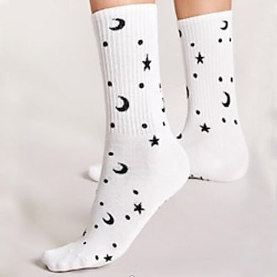 1 Pair Women's Crew Socks Outdoor Holiday Stars Polyester Sporty Casual Formal Elastic Casual Sports Socks Lightinthebox