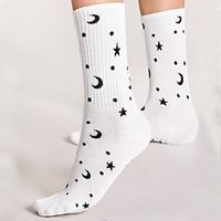 1 Pair Women's Crew Socks Outdoor Holiday Stars Polyester Sporty Casual Formal Elastic Casual Sports Socks Lightinthebox - thumbnail