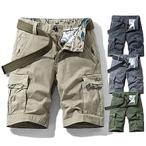 Men's Cargo Shorts Hiking Shorts Military Summer Outdoor Standard Fit 10 Breathable Quick Dry Multi Pockets Sweat wicking Shorts Bottoms Knee Length Dark Grey Army Green Cotton Work Camping / Hiking miniinthebox