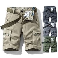 Men's Cargo Shorts Hiking Shorts Military Summer Outdoor Standard Fit 10 Breathable Quick Dry Multi Pockets Sweat wicking Shorts Bottoms Knee Length Dark Grey Army Green Cotton Work Camping / Hiking miniinthebox - thumbnail