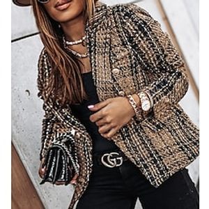 Women's Plus Size Blazer Graphic Formal Business Long Sleeve Shirt Collar Regular Fall Winter Brown L XL XXL 3XL 4XL Lightinthebox