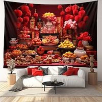 Chinese New Year Meal Hanging Tapestry Wall Art Large Tapestry Mural Decor Photograph Backdrop Blanket Curtain Home Bedroom Living Room Decoration Lightinthebox - thumbnail