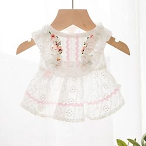 Dog Cat Dress Flower / Floral Fashion Cute Sports Casual / Daily Dog Clothes Puppy Clothes Dog Outfits Soft White Costume for Girl and Boy Dog Cloth XS S M L XL miniinthebox