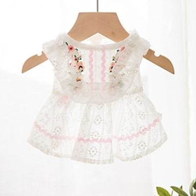 Dog Cat Dress Flower / Floral Fashion Cute Sports Casual / Daily Dog Clothes Puppy Clothes Dog Outfits Soft White Costume for Girl and Boy Dog Cloth XS S M L XL miniinthebox