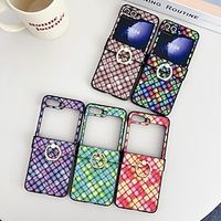 Phone Case For Samsung Galaxy Z Flip 5 Z Flip 4 Z Flip 3 Back Cover Ring Buckle Shockproof TPU Metal PU Leather miniinthebox