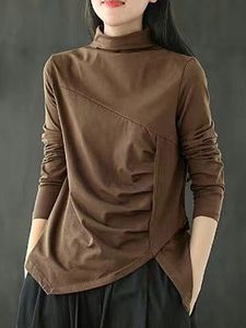 Half High Collar Plain Long Sleeve T-shirt