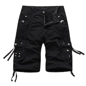 Men's Cargo Shorts Hiking Shorts Pocket Leg Drawstring Plain Comfort Breathable Outdoor Daily Going out Fashion Casual Black Green miniinthebox