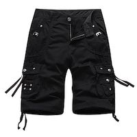 Men's Cargo Shorts Hiking Shorts Pocket Leg Drawstring Plain Comfort Breathable Outdoor Daily Going out Fashion Casual Black Green miniinthebox - thumbnail