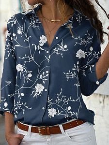 Casual Loose Floral Print Long Sleeve Blouse