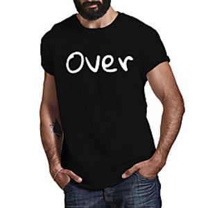 Men's Unisex Tee T shirt Hot Stamping Graphic Prints Letter Plus Size Print Short Sleeve Casual Tops Cotton Basic Fashion Designer Big and Tall Black Lightinthebox