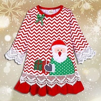 Kids Girls' Ugly Christmas Dress Animal A Line Dress Dress School Long Sleeve Active Dress 3-7 Years Winter Wine Lightinthebox