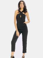 Women Casual Halter Collar Backless Hollow High Waist Jumpsuit - thumbnail