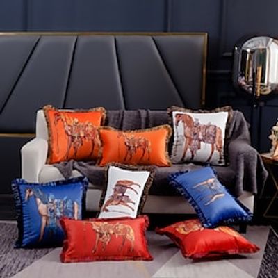 Velvet Tassel Double Sided Printing Throw Pillow Cover Horse  Pillow Case Cover Living Room Bedroom Sofa Cushion Cover Decorative Throw Pillow Cover Lightinthebox