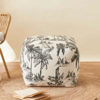 Printed Upholstered Ottoman - 45x45x35 cms