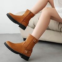 Women's Boots Combat Boots Daily Booties Ankle Boots Winter Chunky Heel Round Toe Vintage Fashion PU Zipper Solid Color Black Brown Lightinthebox - thumbnail