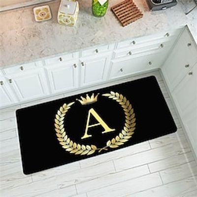 Alphabet Gold Area Rug Kitchen Mat Non-Slip Oil Proof Floor Mat Livingroom Rug Indoor Outdoor Mat Bedroom Decor Bathroom Mat Entrance Rug Door Mat Lightinthebox