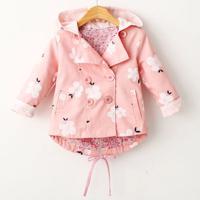 Floral Print Girls Coat Spring Autumn - thumbnail