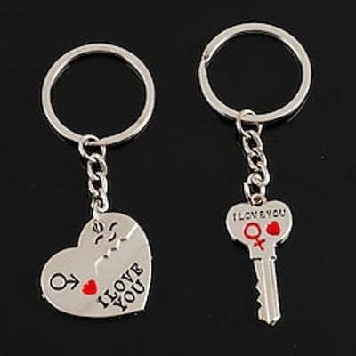 I Love You Heart Couple Key Chain, Cute Letter Printing Keychain, Key Chain For Women  Men, Creative Couple Keychain, Jewelry Gifts Lightinthebox