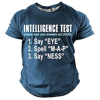 Intelligence Test Say Eye M A P Ness Men's Street Style 3D Print T shirt Tee Sports Outdoor Holiday Going out T shirt Black Navy Blue Army Green Short Sleeve Crew Neck Shirt Spring  Summer Clothing Lightinthebox