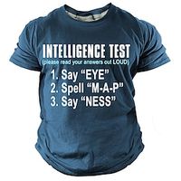 Intelligence Test Say Eye M A P Ness Men's Street Style 3D Print T shirt Tee Sports Outdoor Holiday Going out T shirt Black Navy Blue Army Green Short Sleeve Crew Neck Shirt Spring  Summer Clothing Lightinthebox - thumbnail