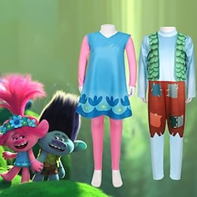 Trolls Band Together Poppy Branch Cosplay Costume Outfits Costume Boys Girls' Movie Cosplay Cosplay poppy Branch Vest Leotard  Onesie Dress Halloween Masquerade Polyester Lightinthebox