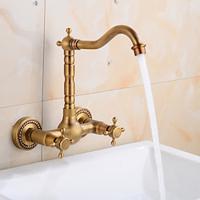 Bathroom Sink Faucet - Rotatable / Classic Antique Brass Mount Outside Single Handle Two HolesBath Taps Lightinthebox